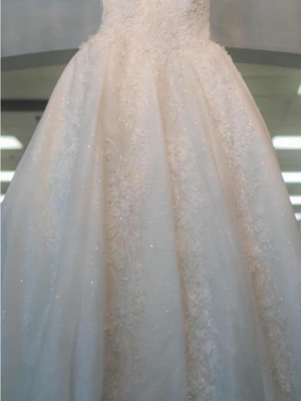 Ivory Beaded Lace Ball Gown Wedding Dress
